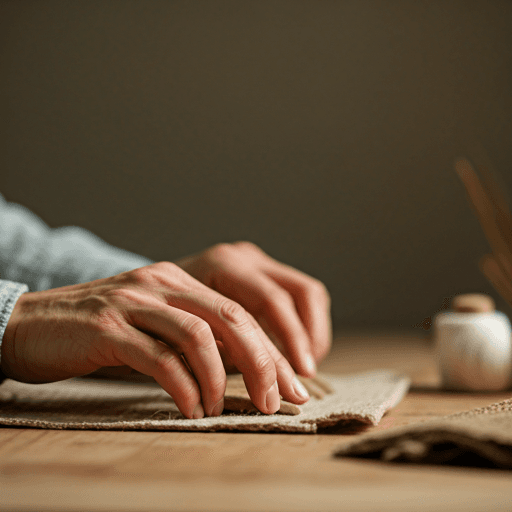 Close up of artisan hands working with raw materials